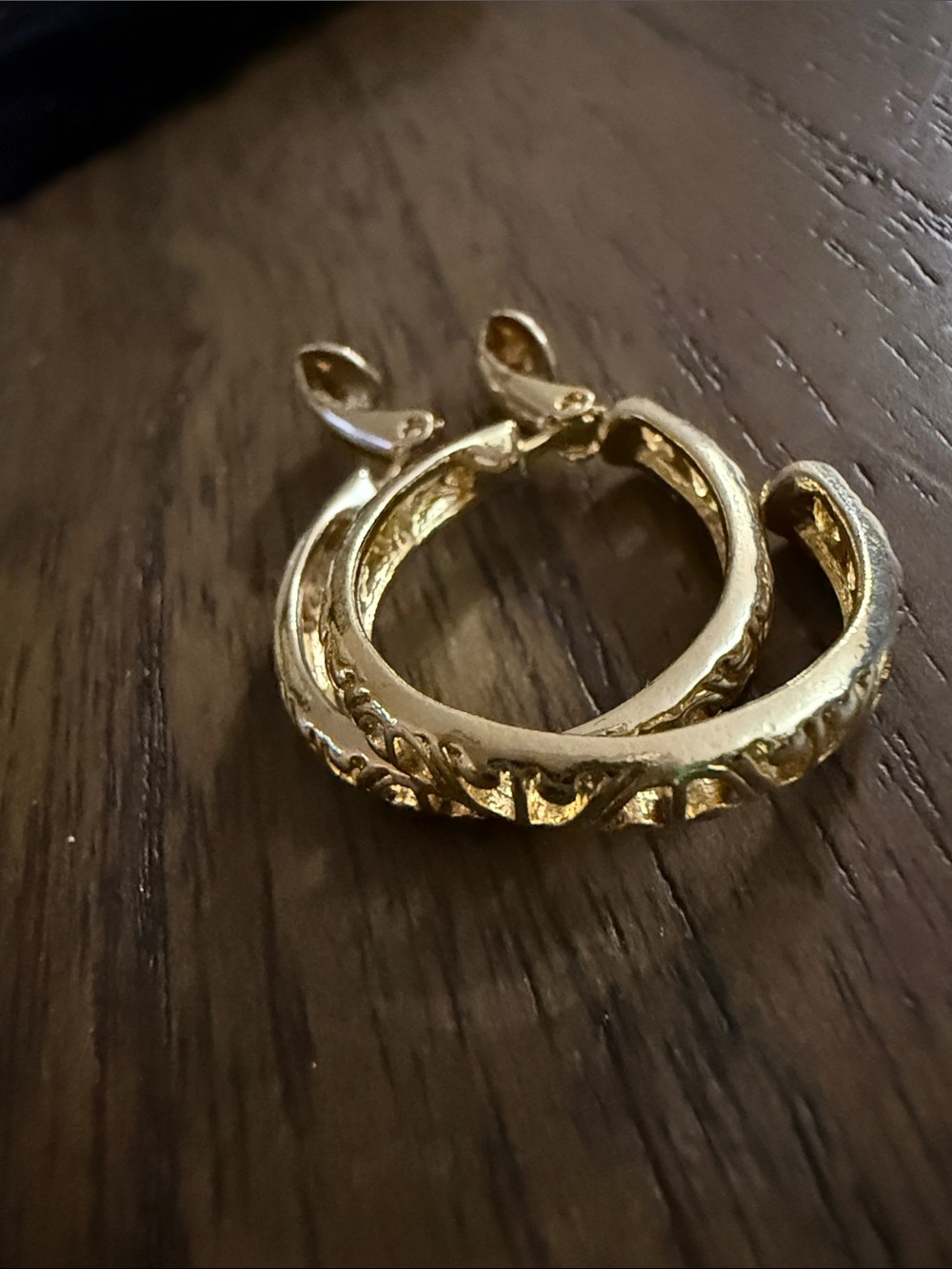 Textured Gold Hoop Clip-on Earrings - Women Jewelry